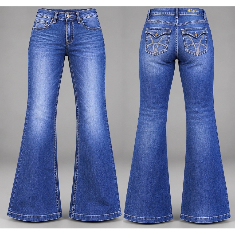 KUT from the Kloth womens 10x32 Maggy Flare Dark Wash Low Rise Stretch Denim